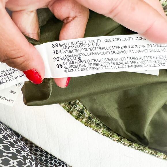 Zara Woven Tweed Wool Knit Pencil Skirt Green Multicolor Size 8 - Picture 4 of 5